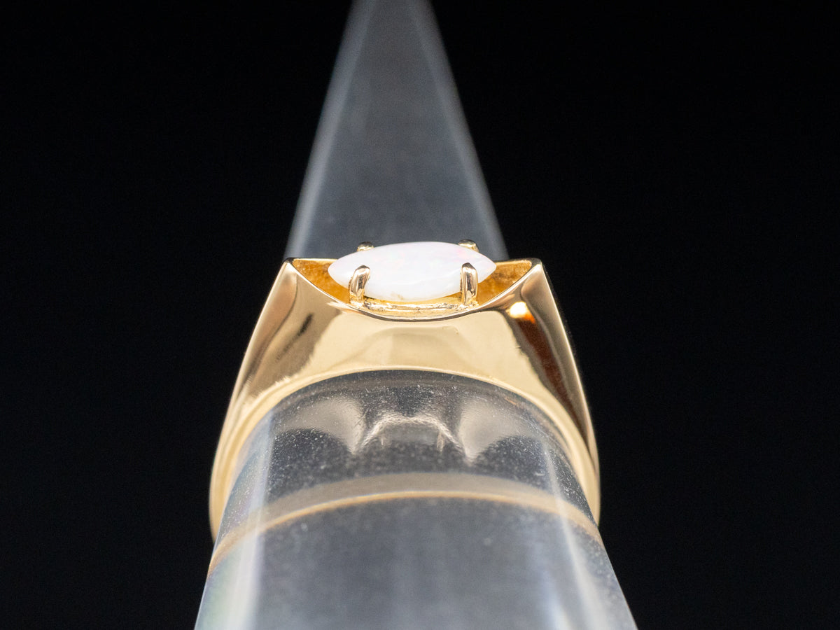 Vintage East to West Marquise Cut Australian Opal Ring