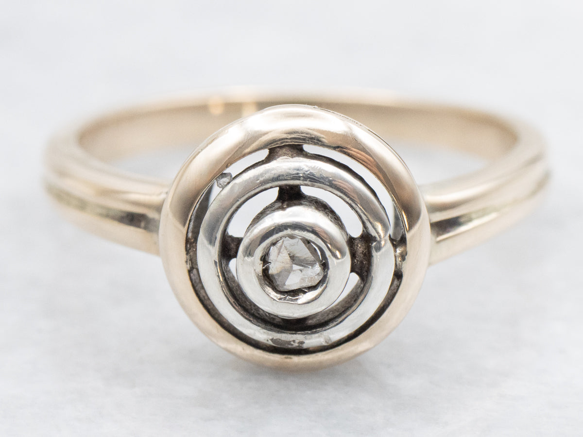 Rose Cut Diamond Solitaire Bullseye Ring