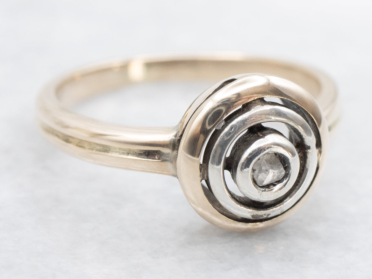 Rose Cut Diamond Solitaire Bullseye Ring