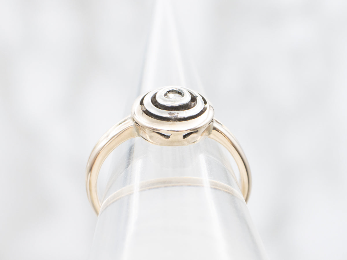 Rose Cut Diamond Solitaire Bullseye Ring