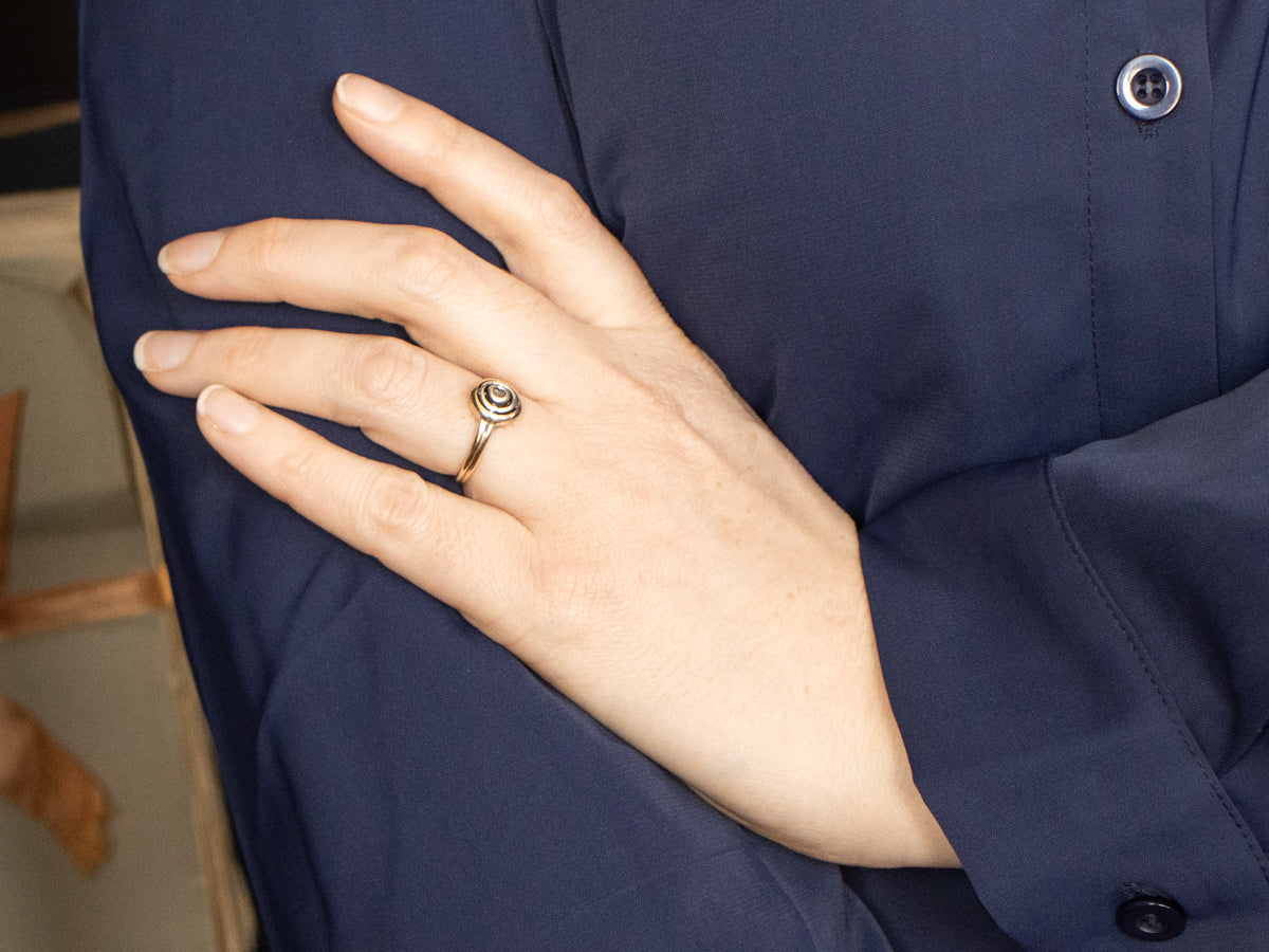 Rose Cut Diamond Solitaire Bullseye Ring