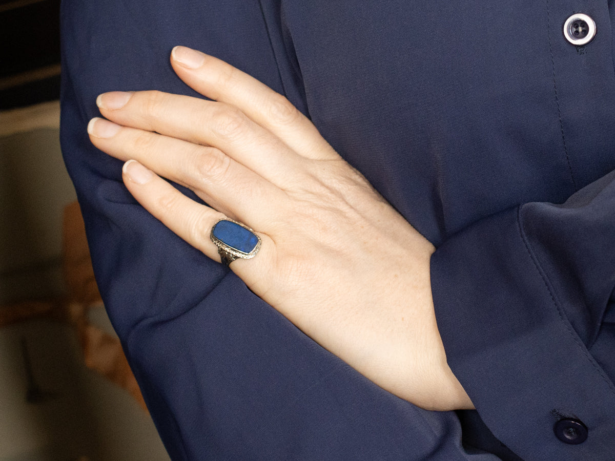 Two Tone Lapis Statement Ring