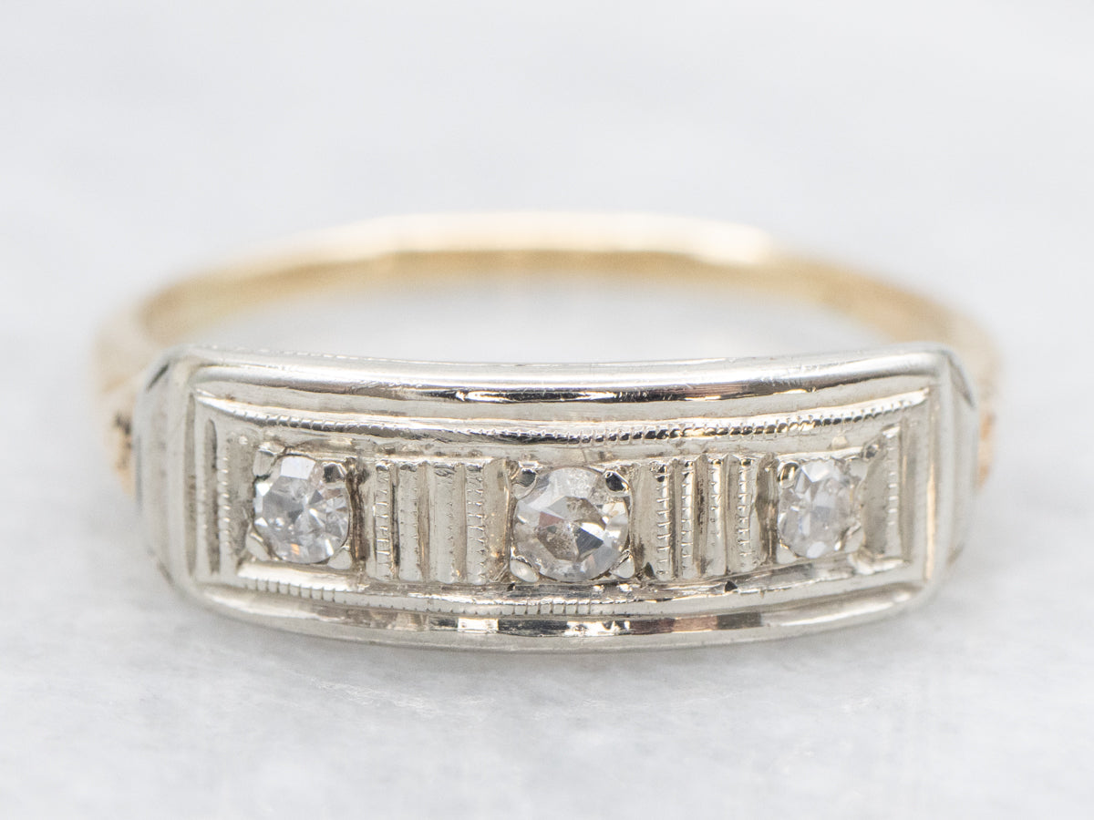 Retro Two Tone Diamond Ring