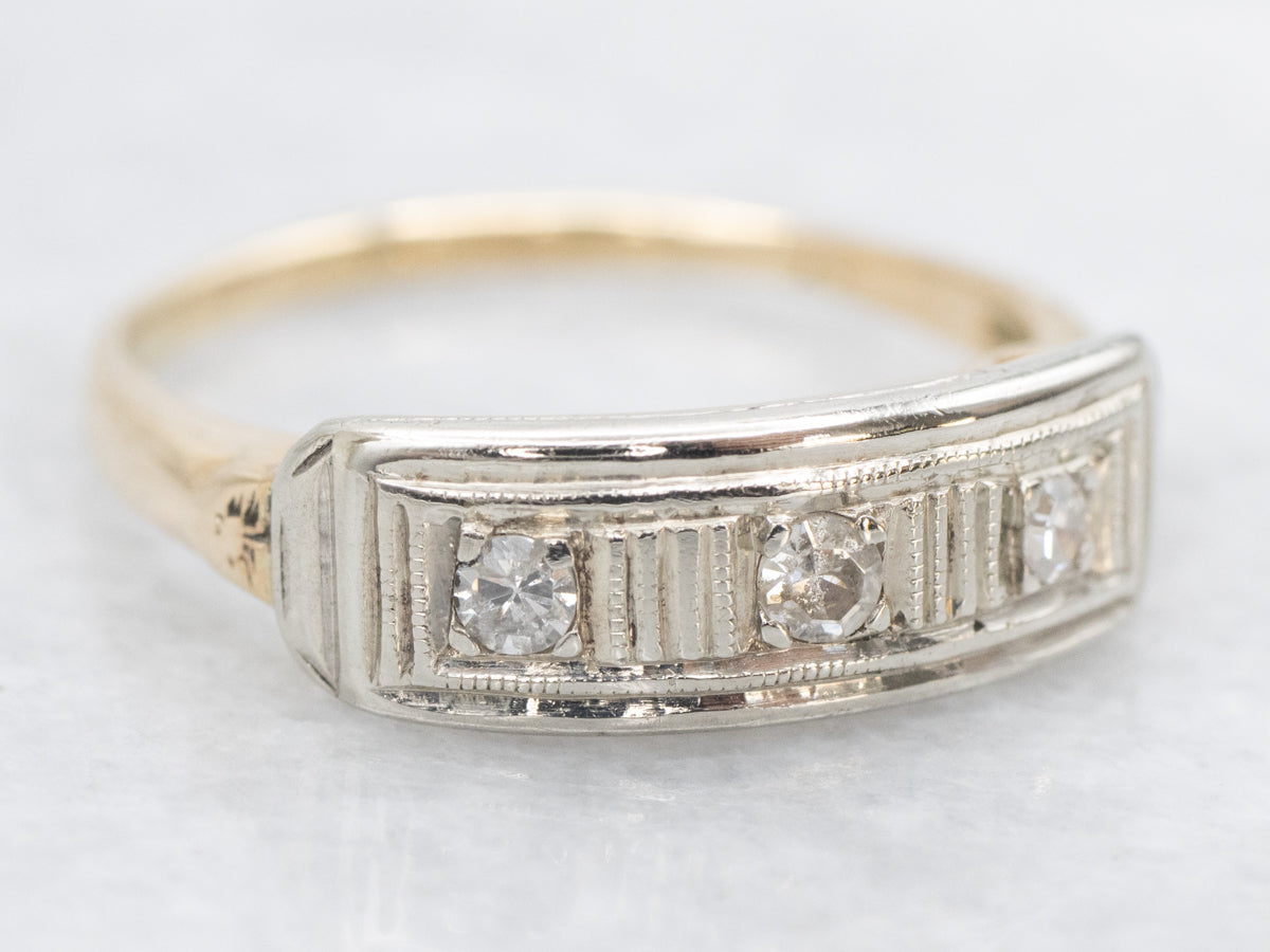 Retro Two Tone Diamond Ring