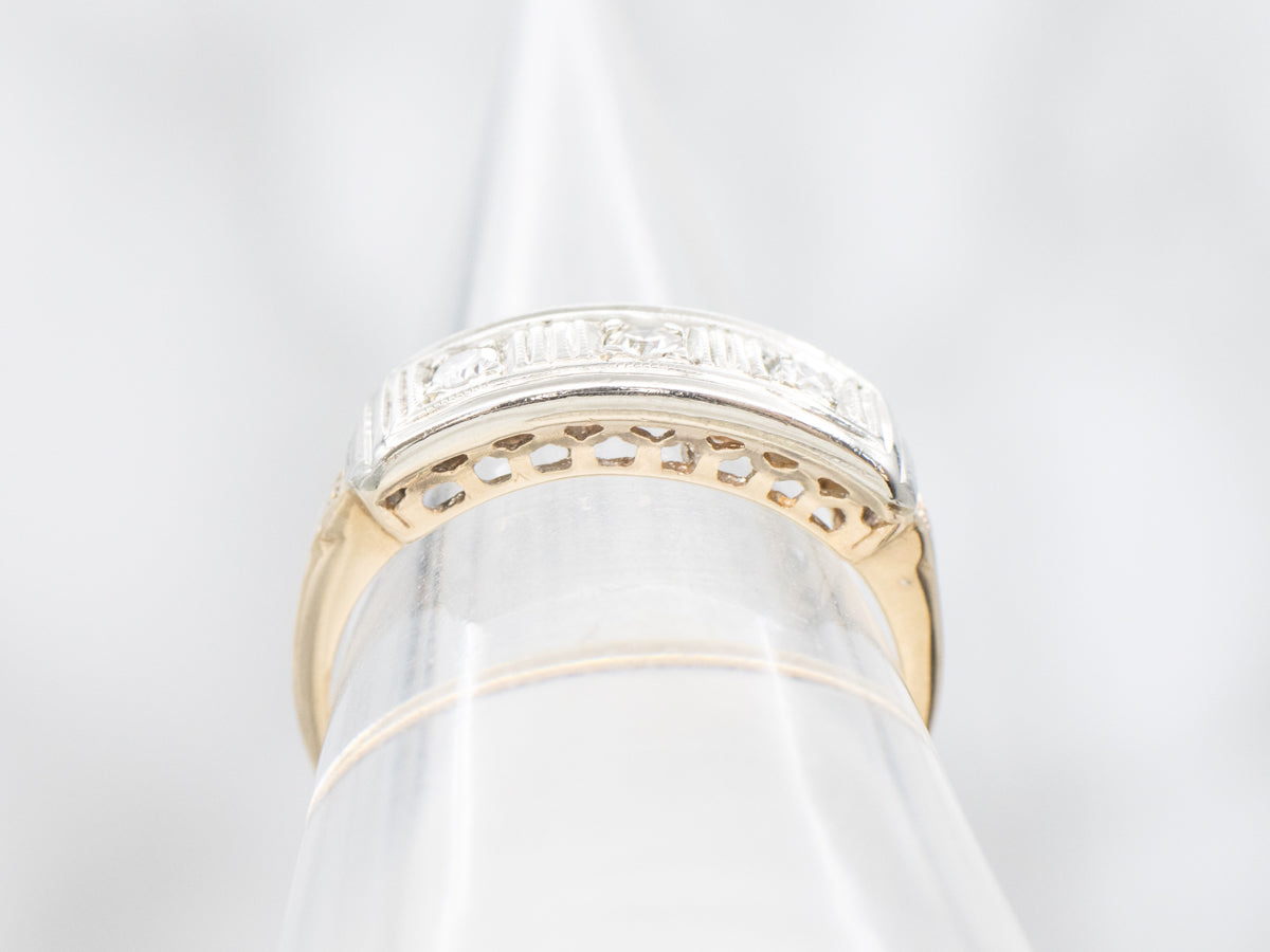 Retro Two Tone Diamond Ring