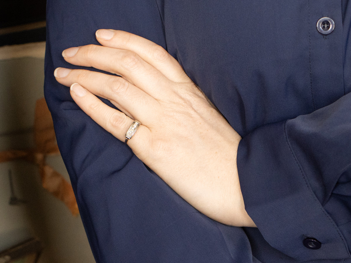 Retro Two Tone Diamond Ring