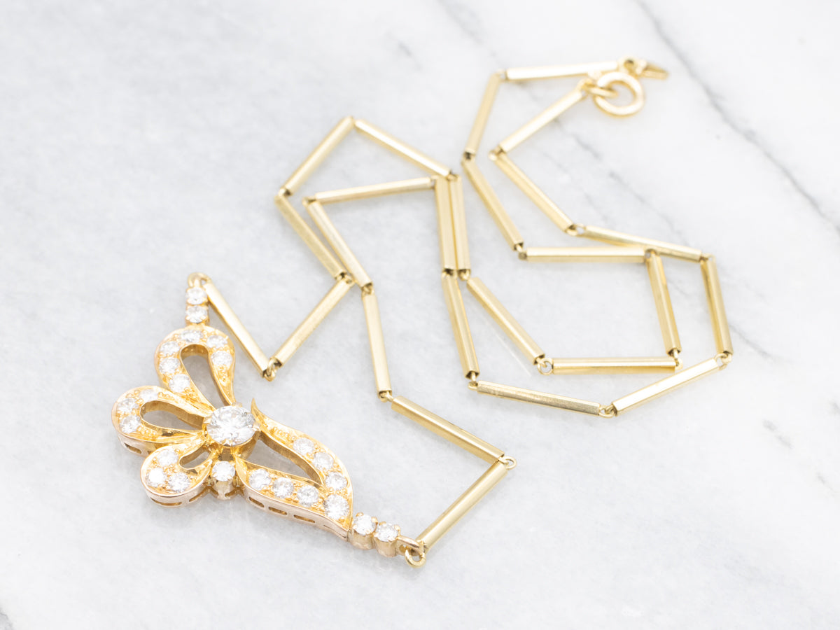 Gold Bar Link Diamond Necklace