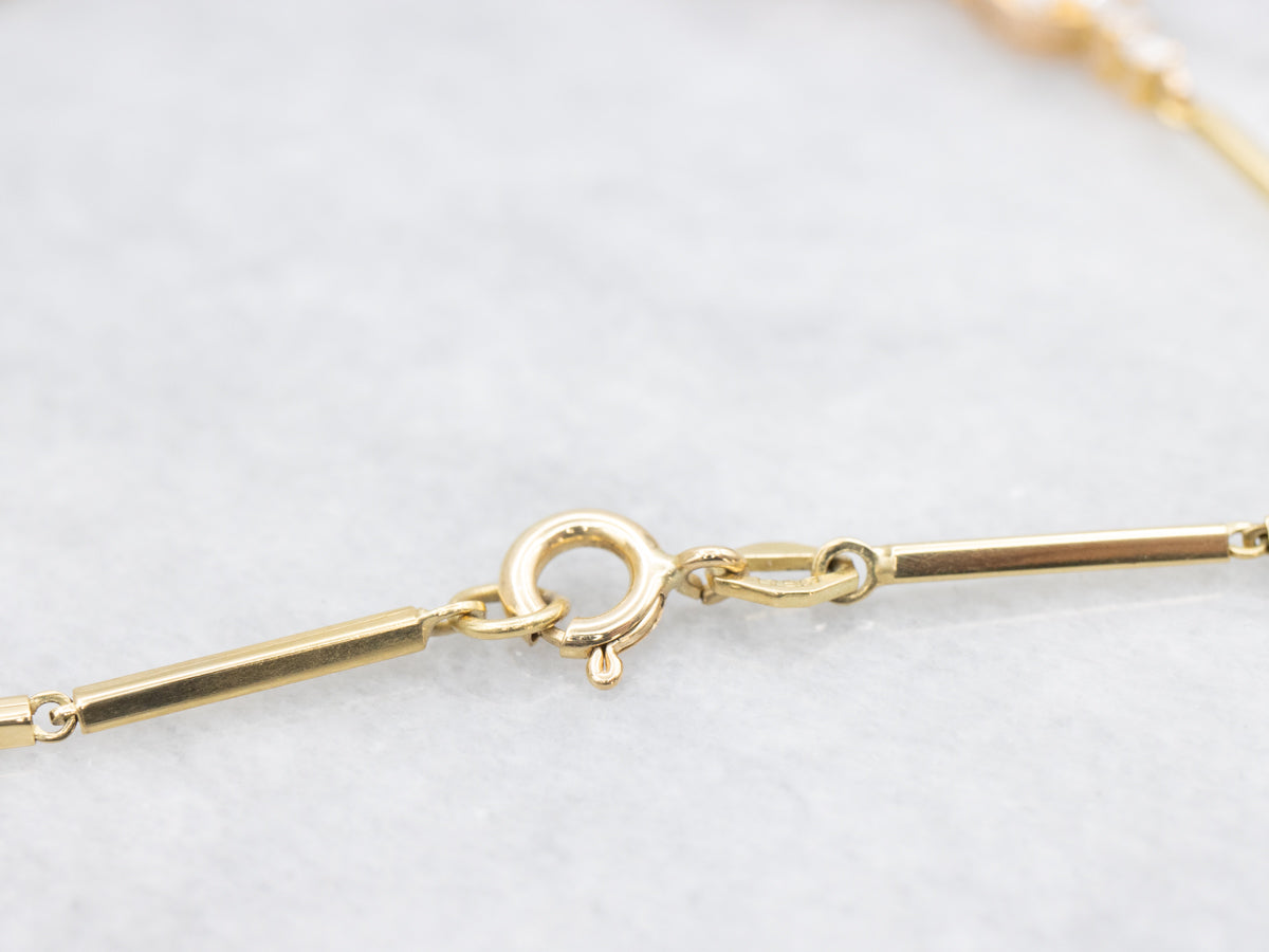 Gold Bar Link Diamond Necklace