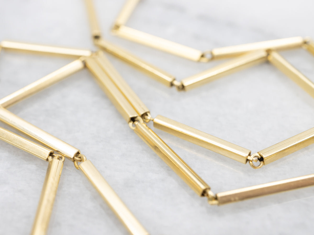 Gold Bar Link Diamond Necklace