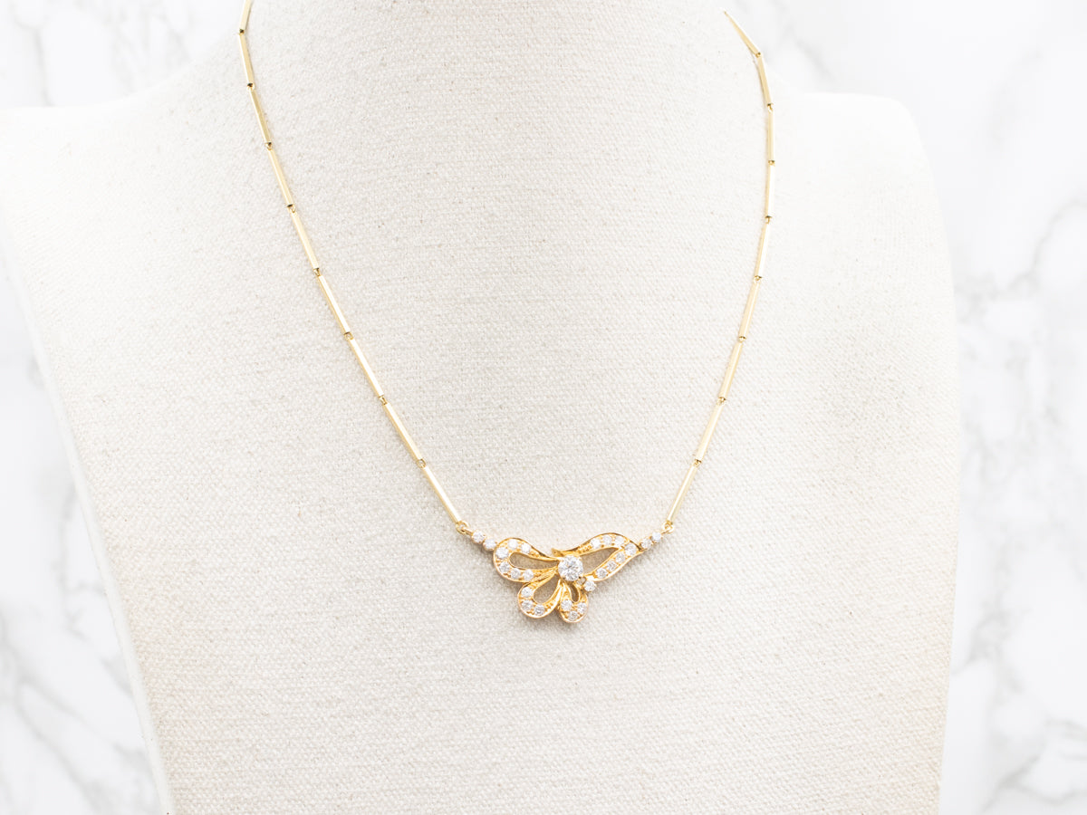 Gold Bar Link Diamond Necklace