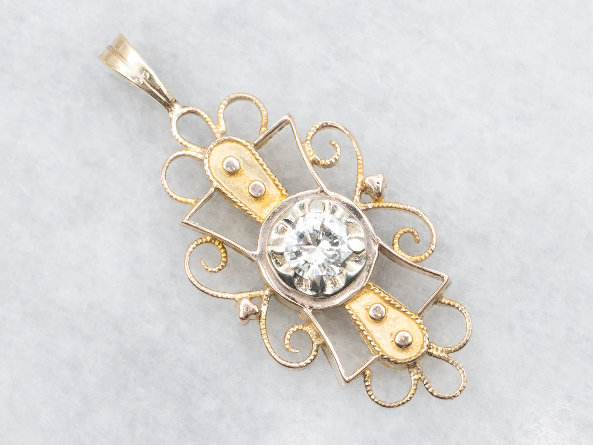 Mixed Era Diamond and Gold Pendant
