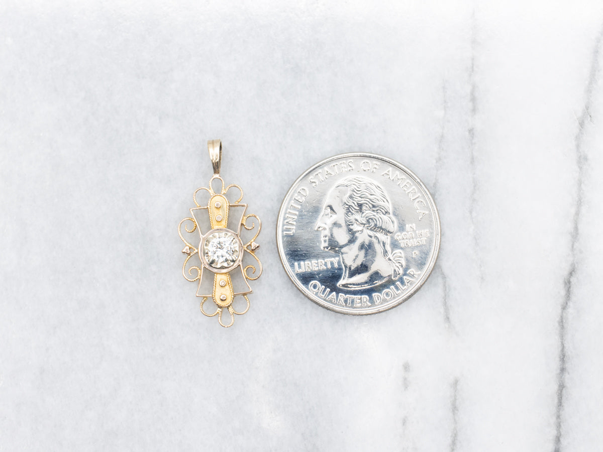 Mixed Era Diamond and Gold Pendant