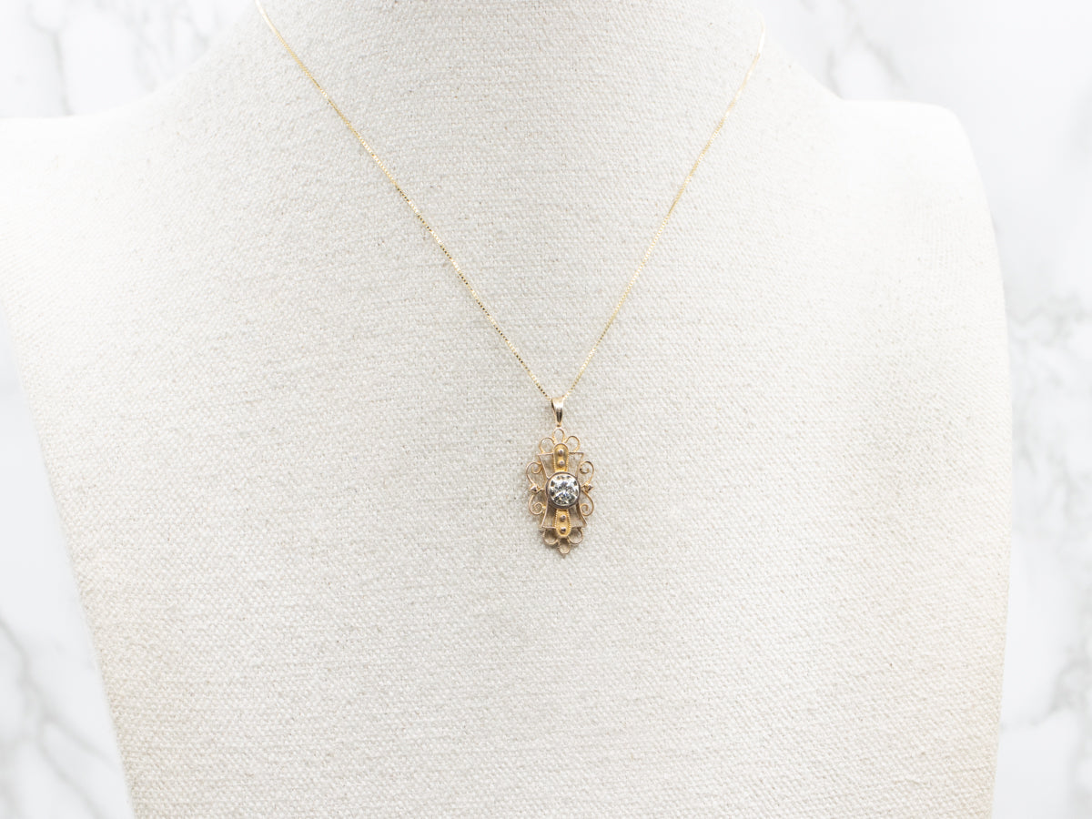 Mixed Era Diamond and Gold Pendant