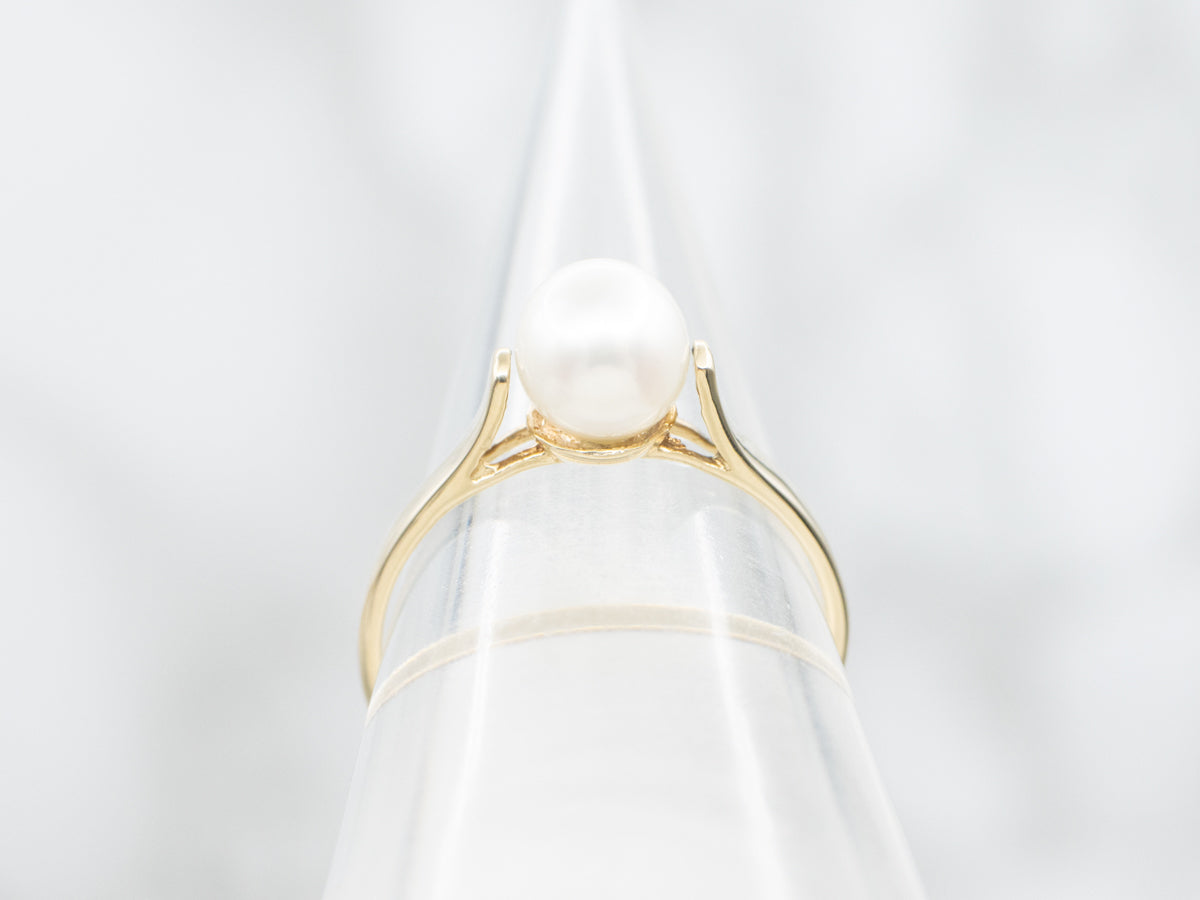 Vintage White Pearl Solitaire Ring