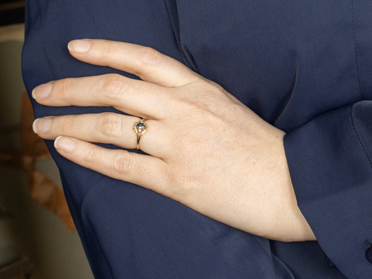 Yellow Gold Sapphire and Diamond Bypass Ring