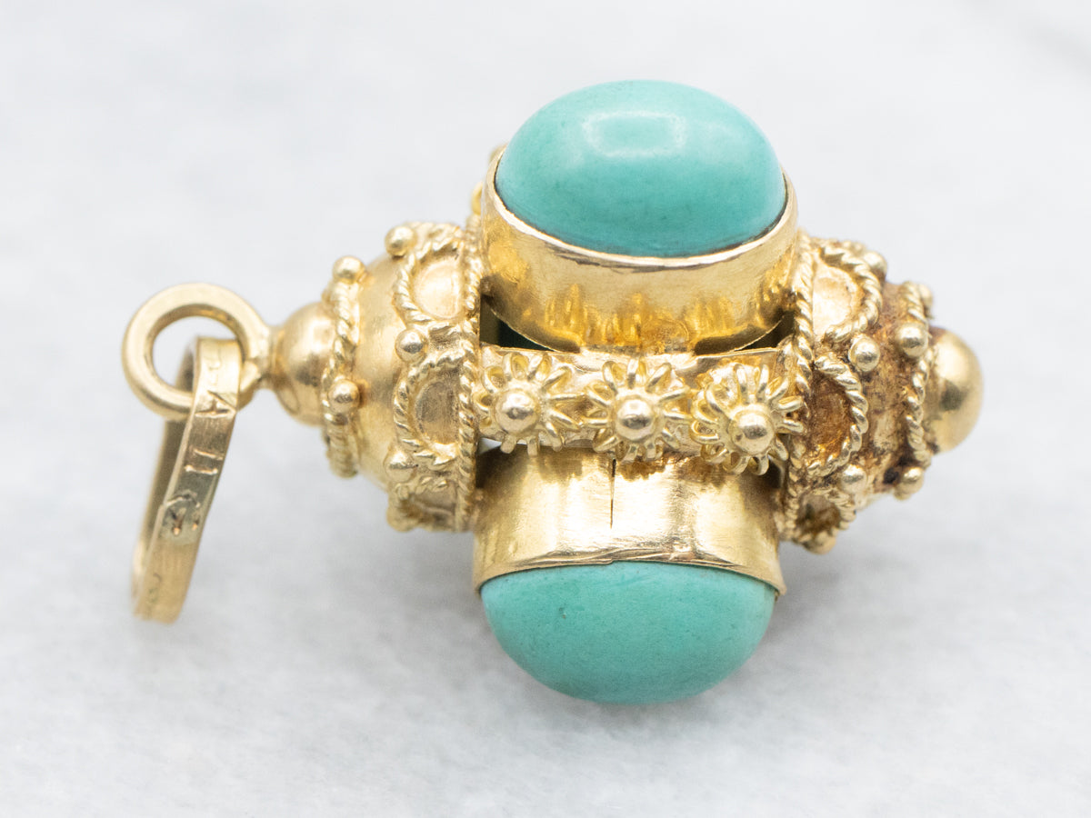Gorgeous Italian Gold Turquoise Fob