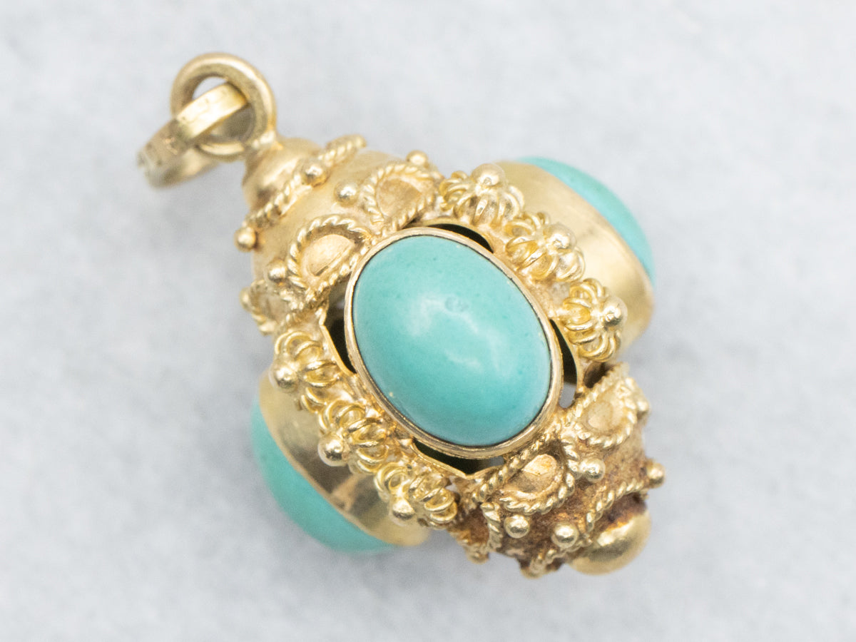 Gorgeous Italian Gold Turquoise Fob