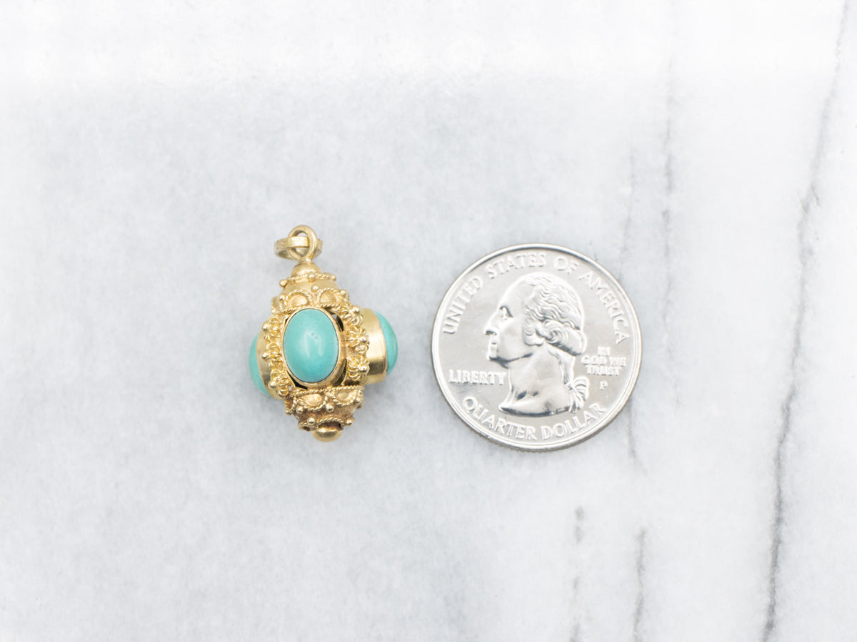 Gorgeous Italian Gold Turquoise Fob