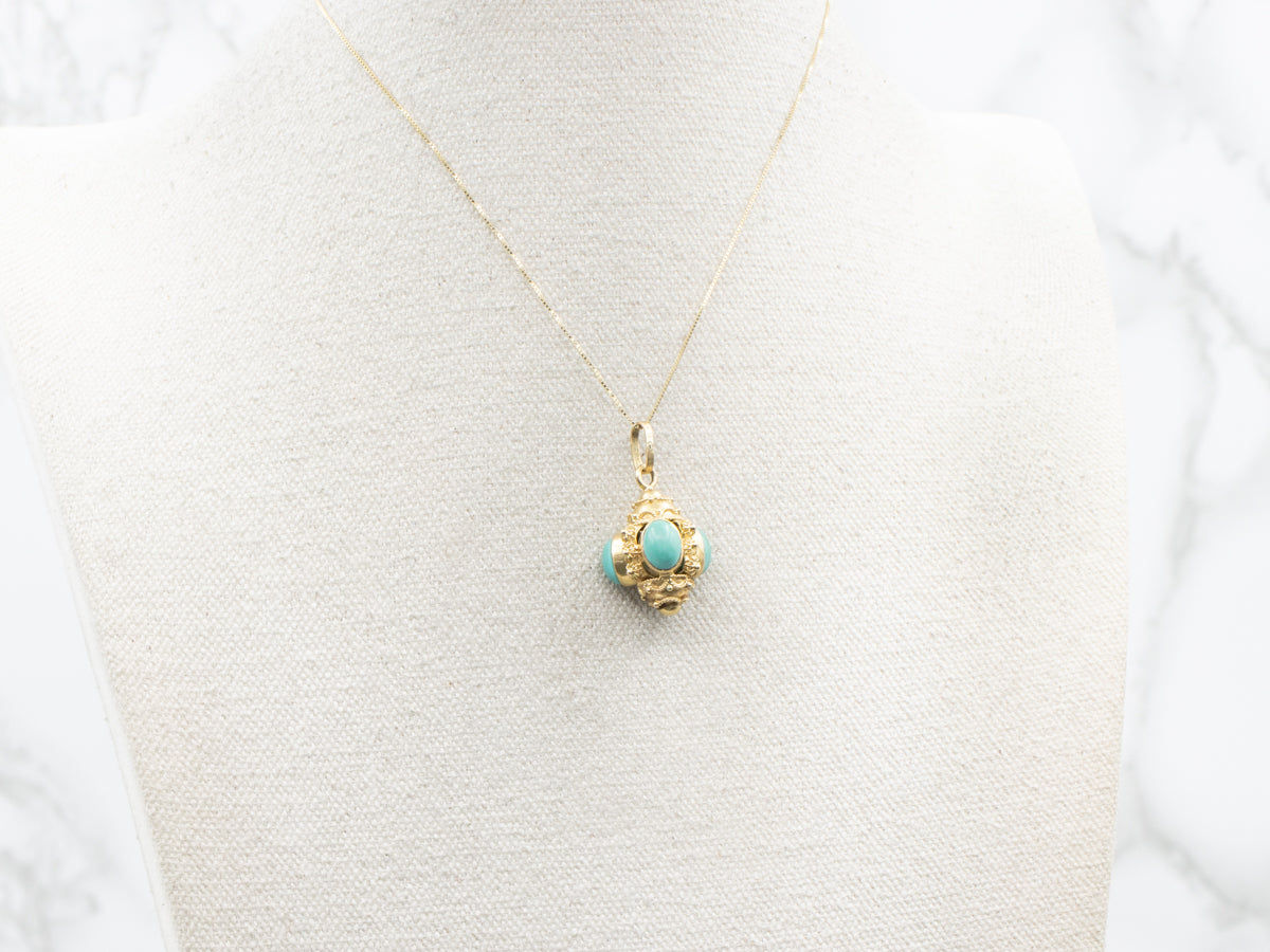 Gorgeous Italian Gold Turquoise Fob