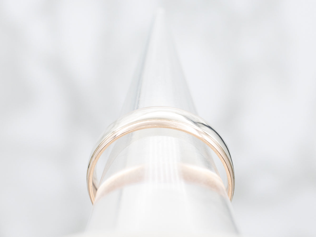 Mens Rose Gold with White Gold Wedding Band