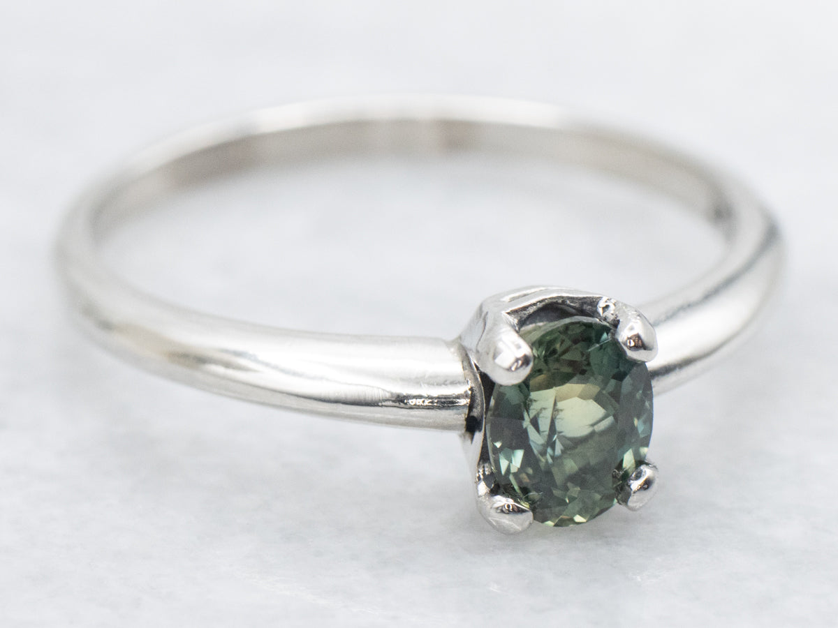 Platinum Bi-Color Sapphire Solitaire Ring