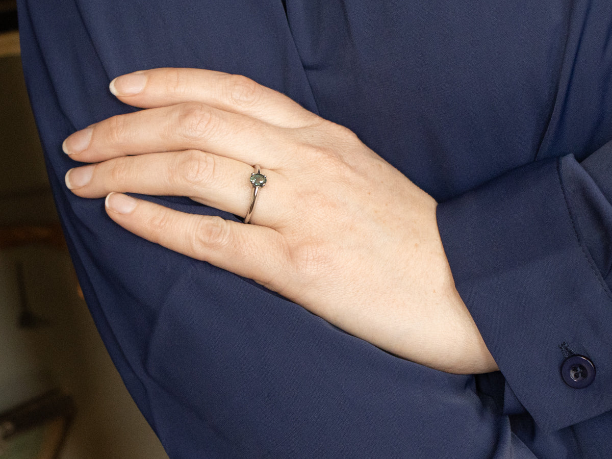 Platinum Bi-Color Sapphire Solitaire Ring