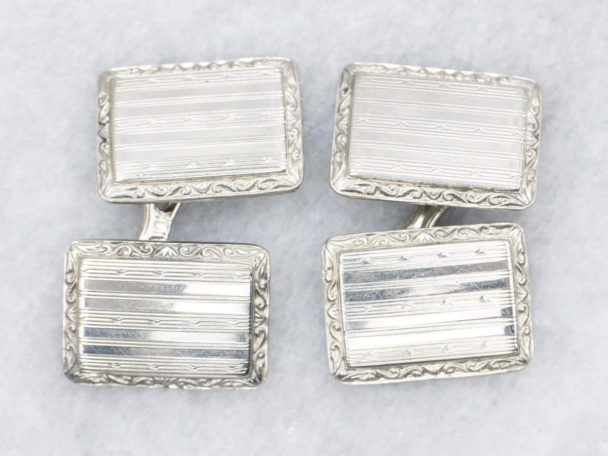 Antique White Gold Art Deco Era Cufflinks