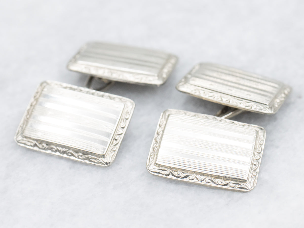 Antique White Gold Art Deco Era Cufflinks