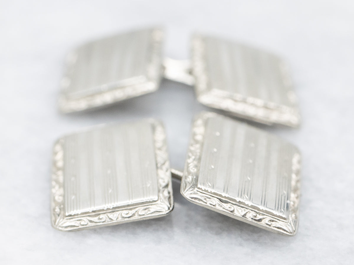 Antique White Gold Art Deco Era Cufflinks