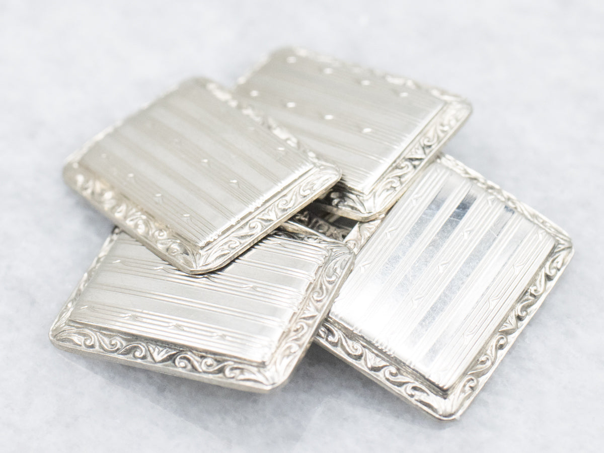 Antique White Gold Art Deco Era Cufflinks