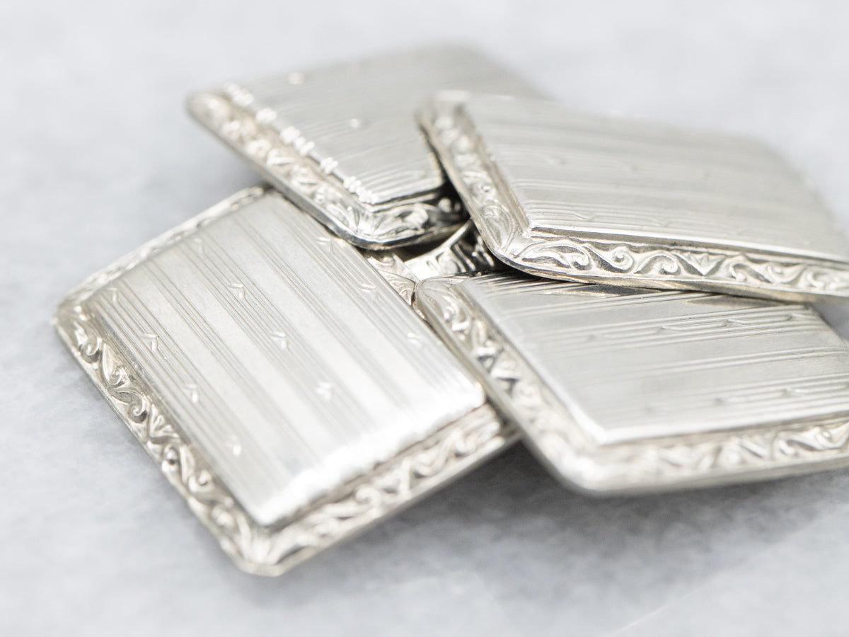 Antique White Gold Art Deco Era Cufflinks