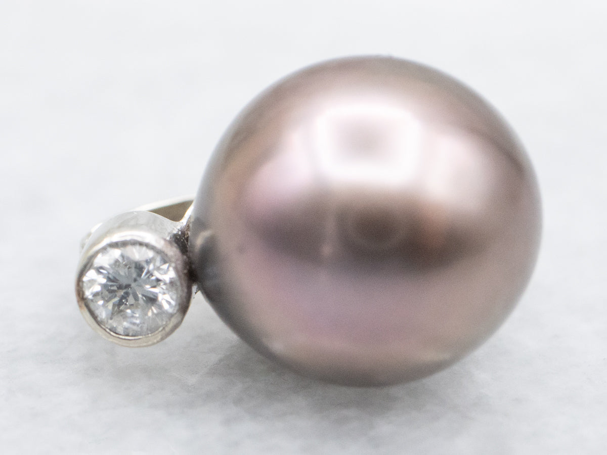 Indigo Pearl Pendant with Diamond Accent