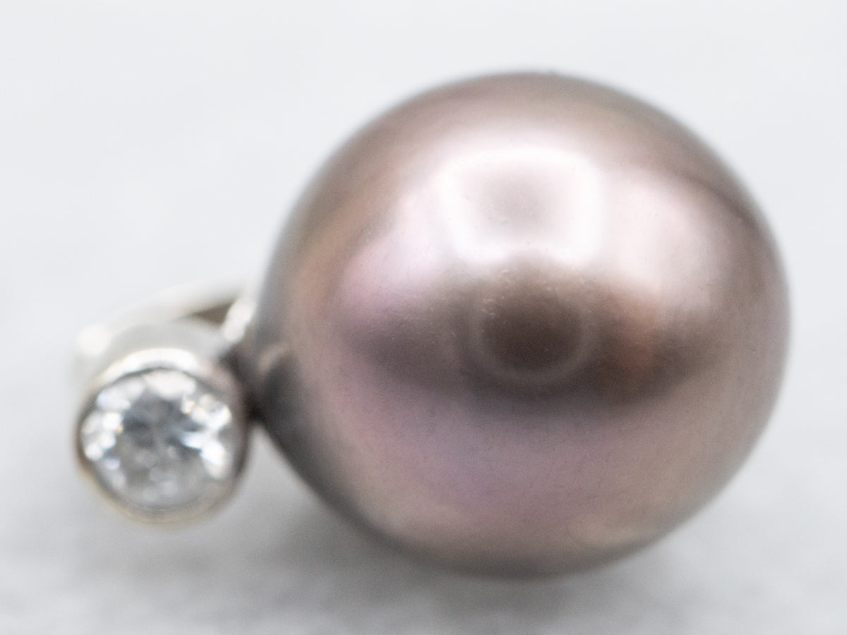 Indigo Pearl Pendant with Diamond Accent