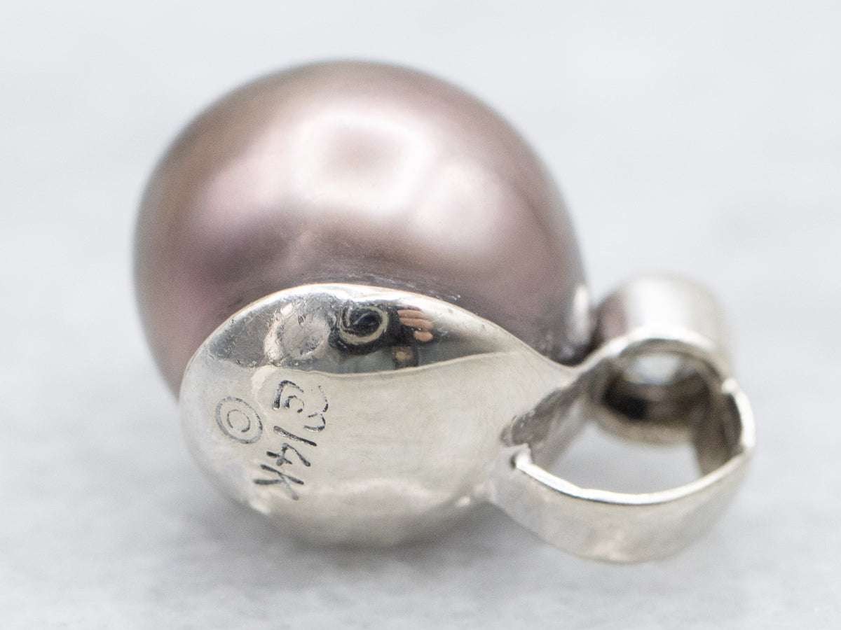 Indigo Pearl Pendant with Diamond Accent