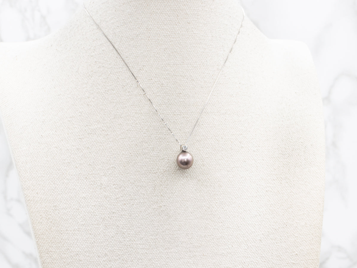 Indigo Pearl Pendant with Diamond Accent