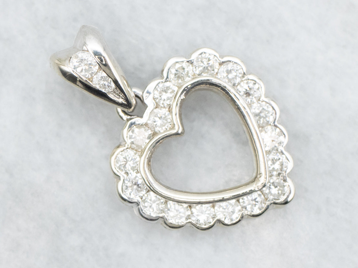 Sweetly Scalloped Diamond Heart Pendant