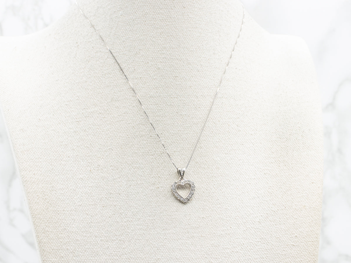 Sweetly Scalloped Diamond Heart Pendant