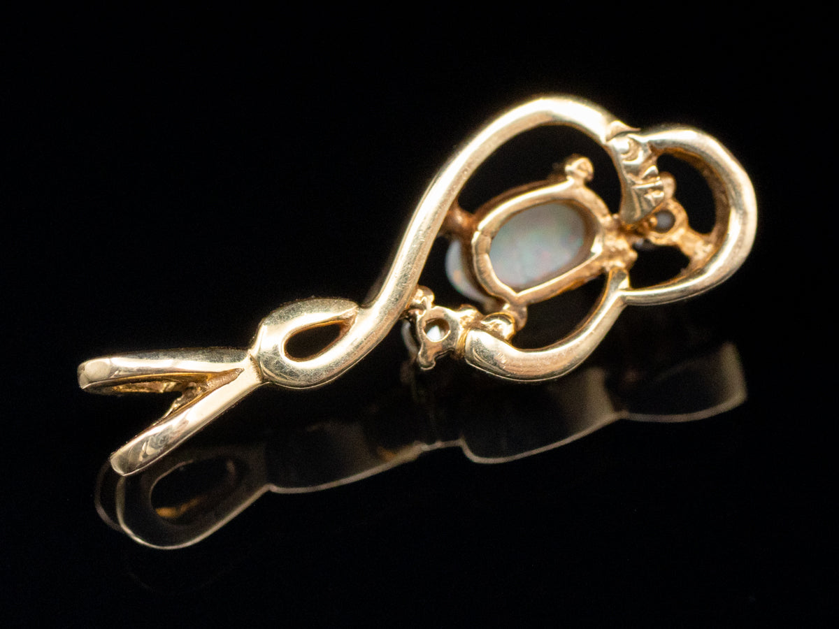 Gold Treble Clef Opal and Diamond Pendant