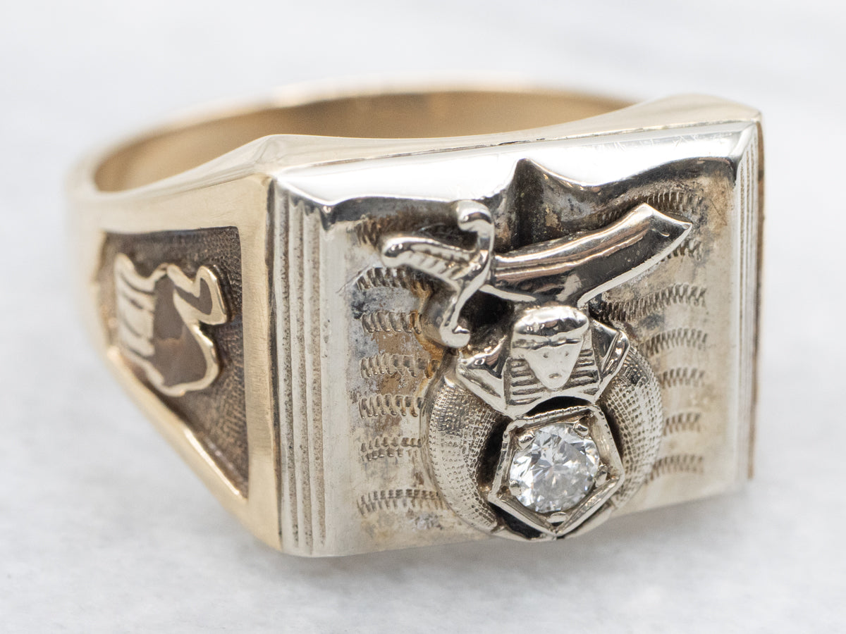 Men's Vintage Diamond and Gold Shriners Ring