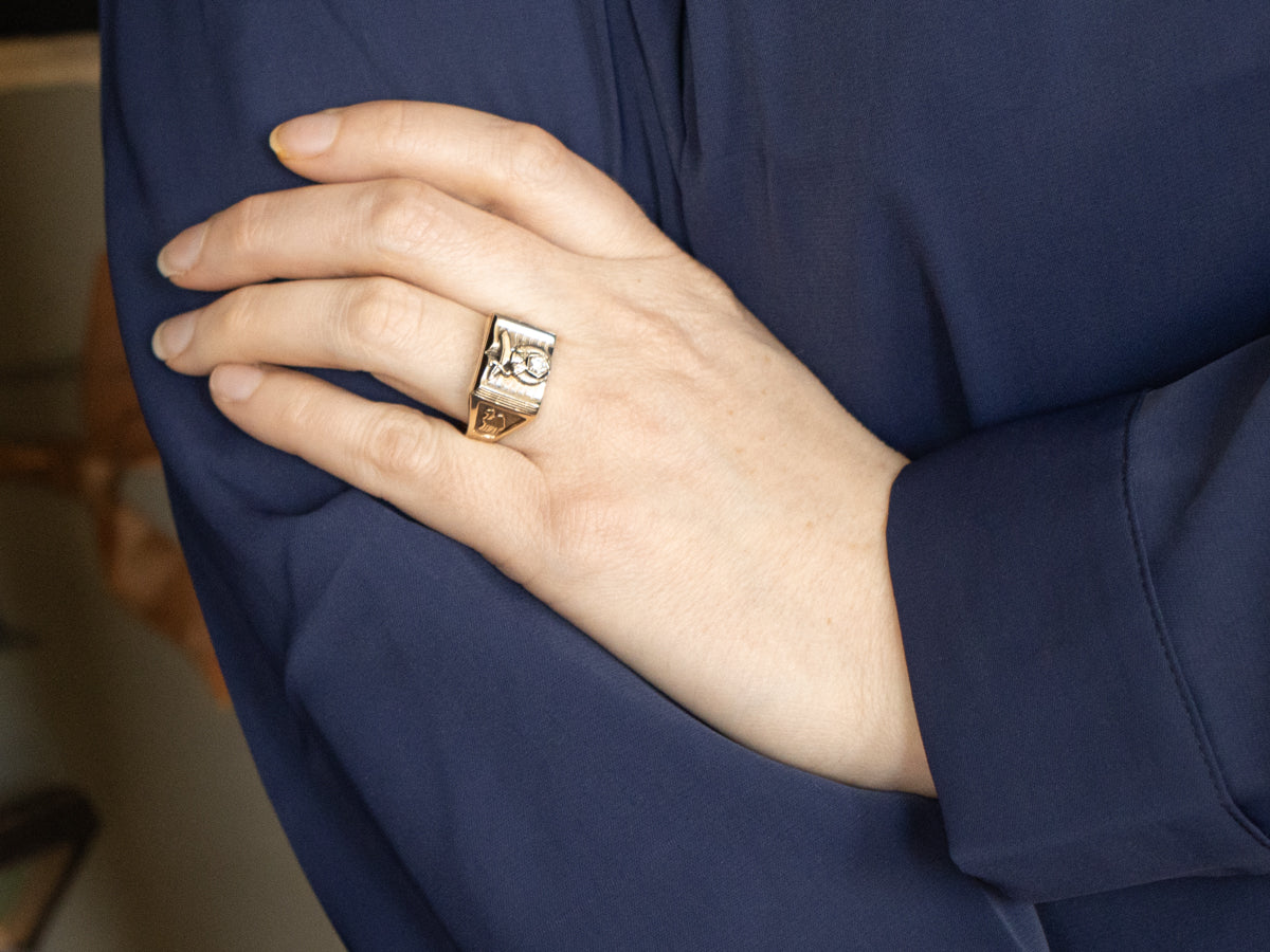 Men's Vintage Diamond and Gold Shriners Ring