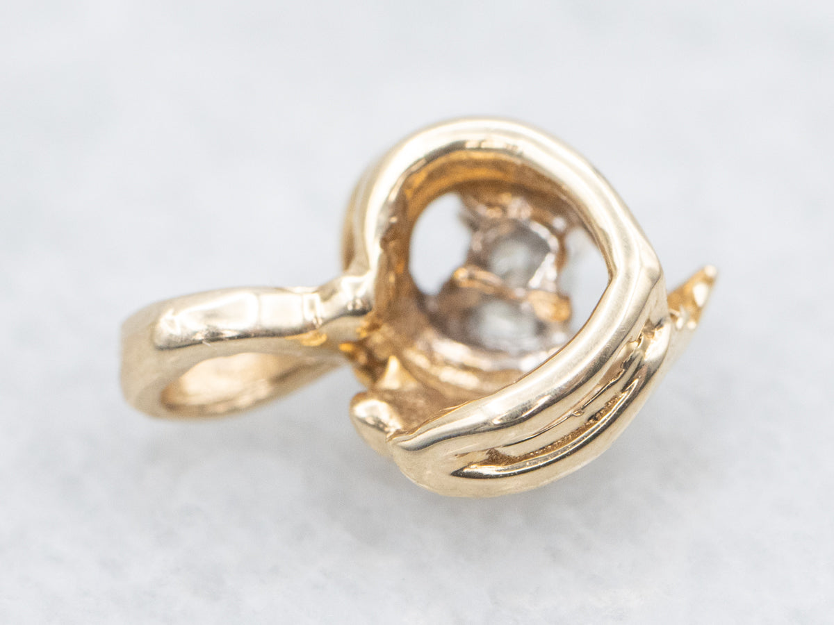 Modernist Gold Diamond Wrap Heart Pendant