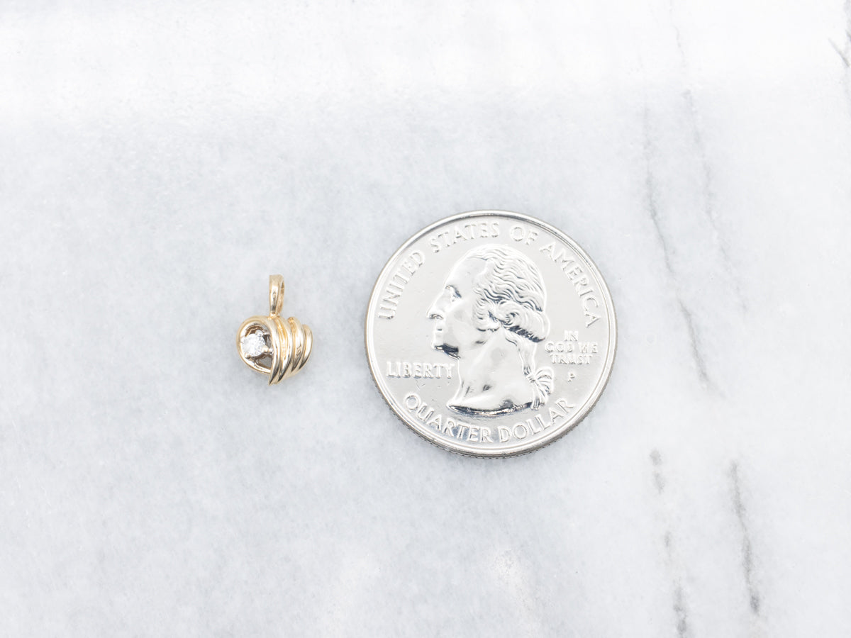 Modernist Gold Diamond Wrap Heart Pendant