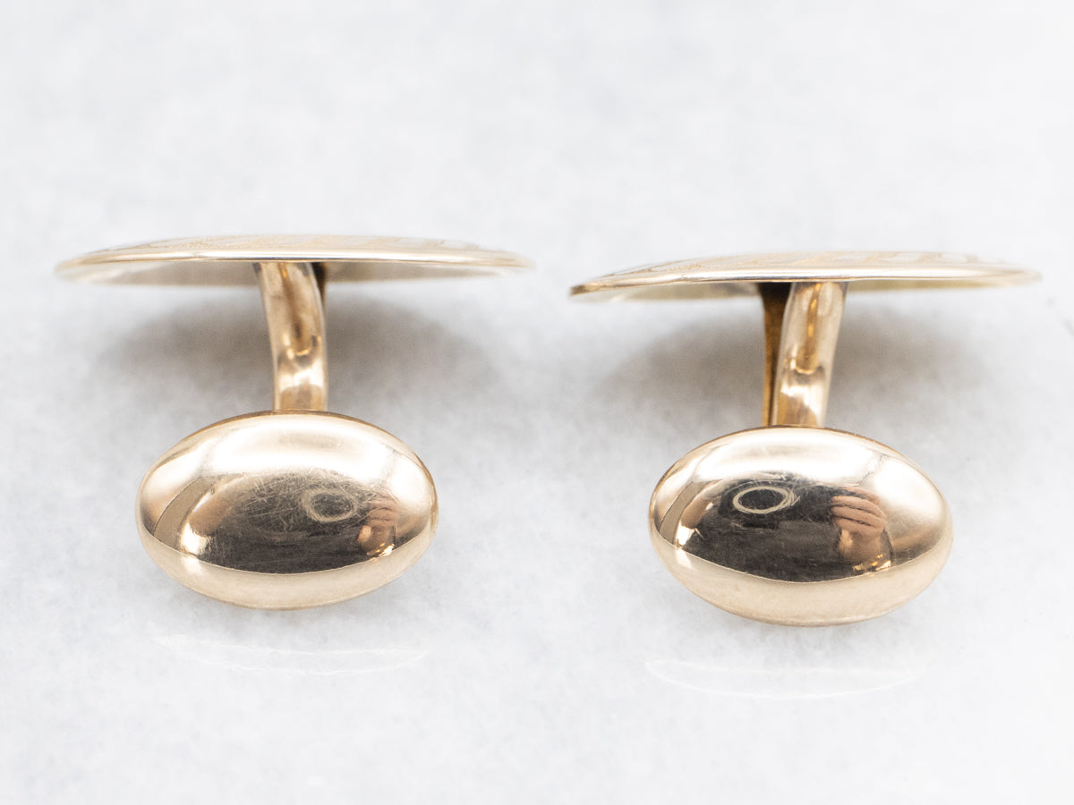 Antique Gold Letter "H" Engraved Cufflinks