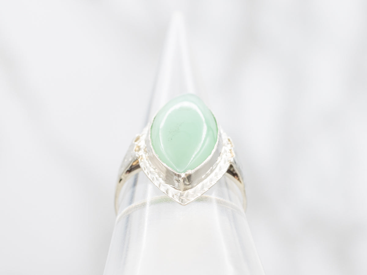 Soft Green Nephrite Jade in Antique Art Deco Setting