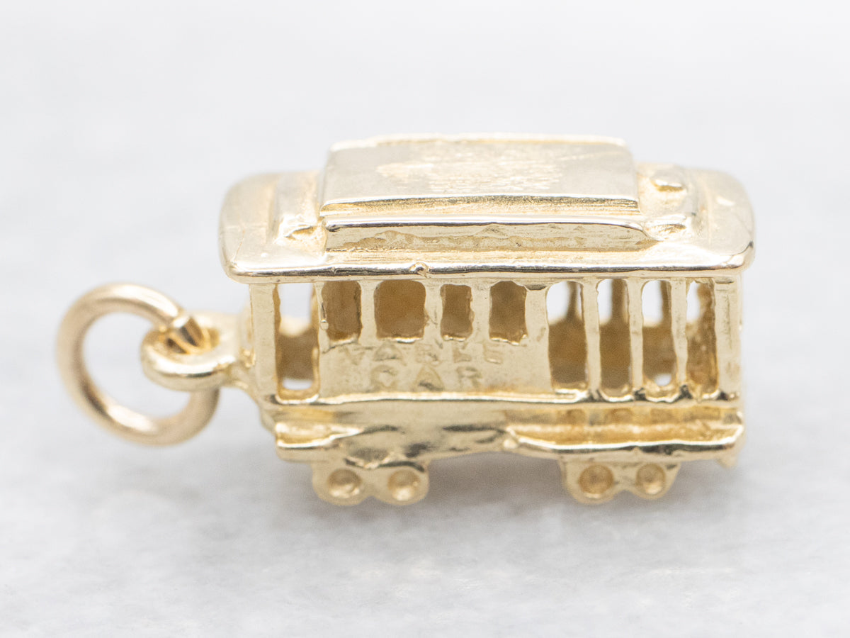 Vintage Gold Cable Car Charm