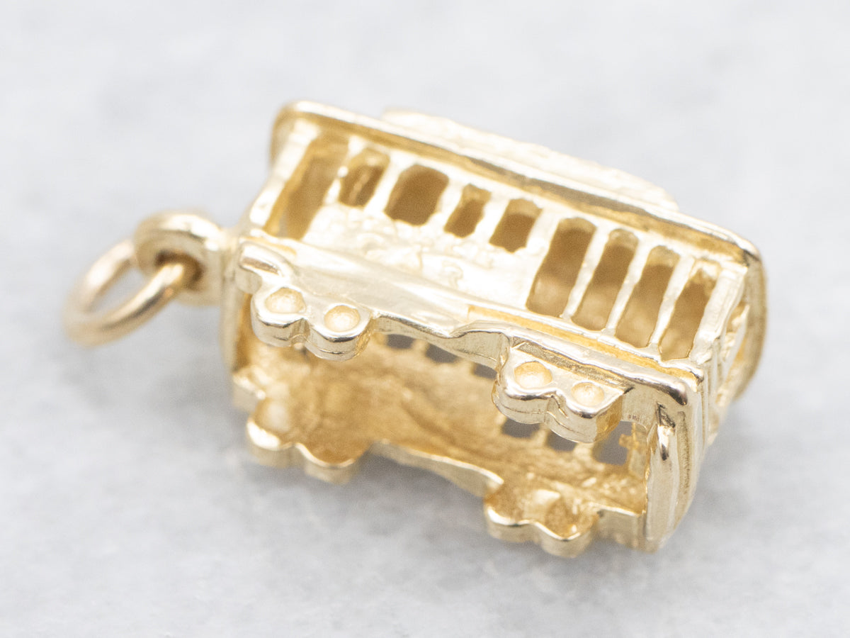 Vintage Gold Cable Car Charm