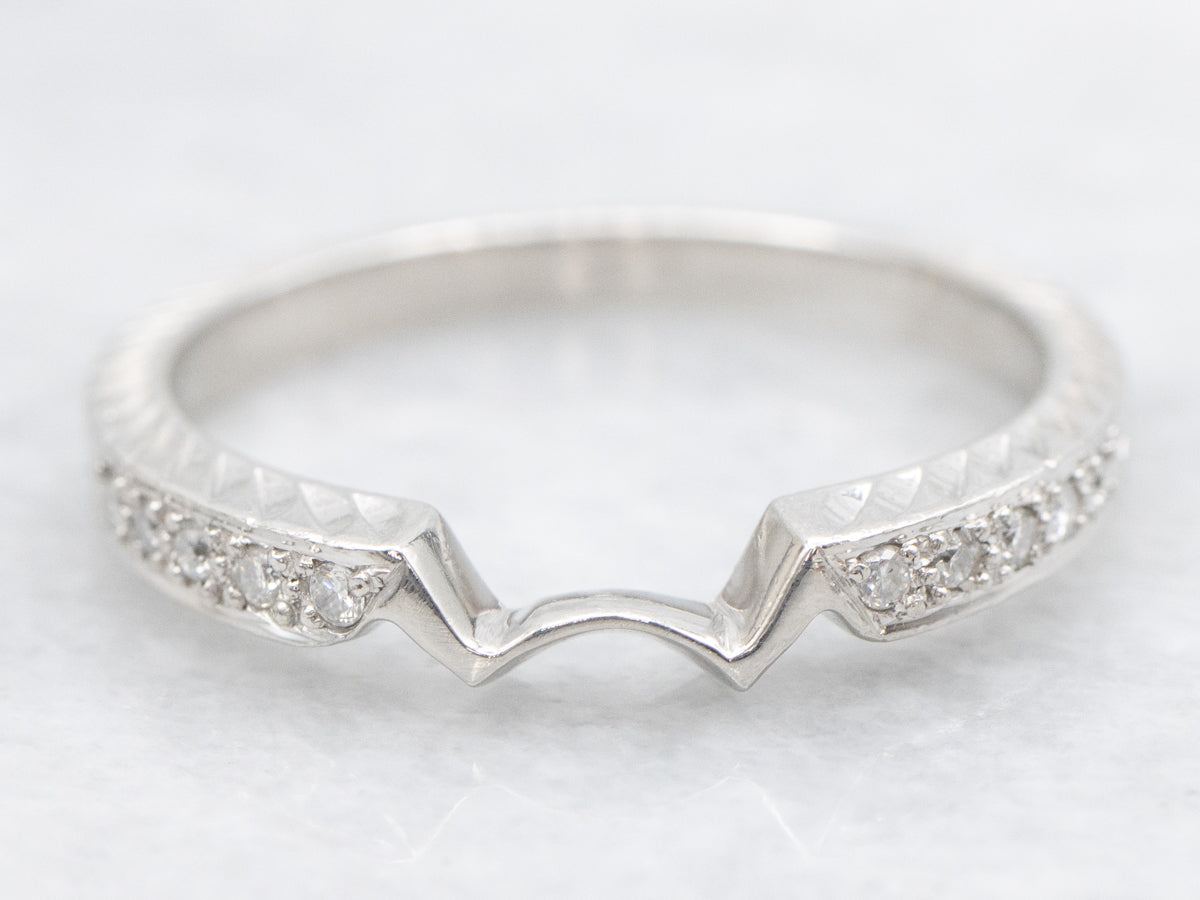 Engraved Platinum and Diamond Guard Band