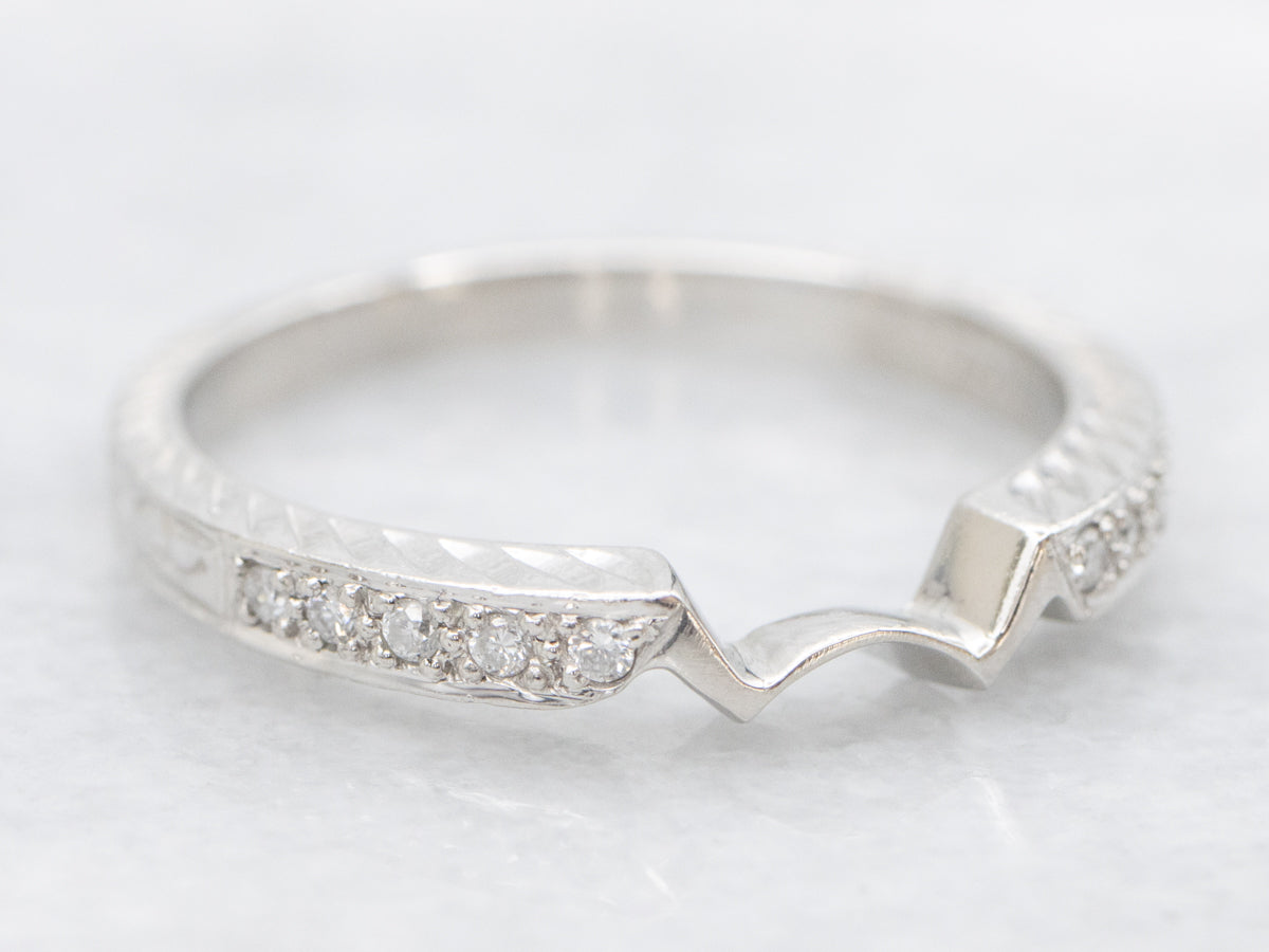 Engraved Platinum and Diamond Guard Band