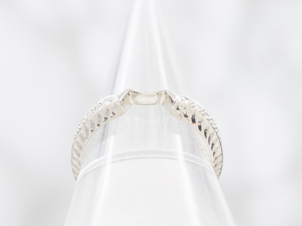 Engraved Platinum and Diamond Guard Band