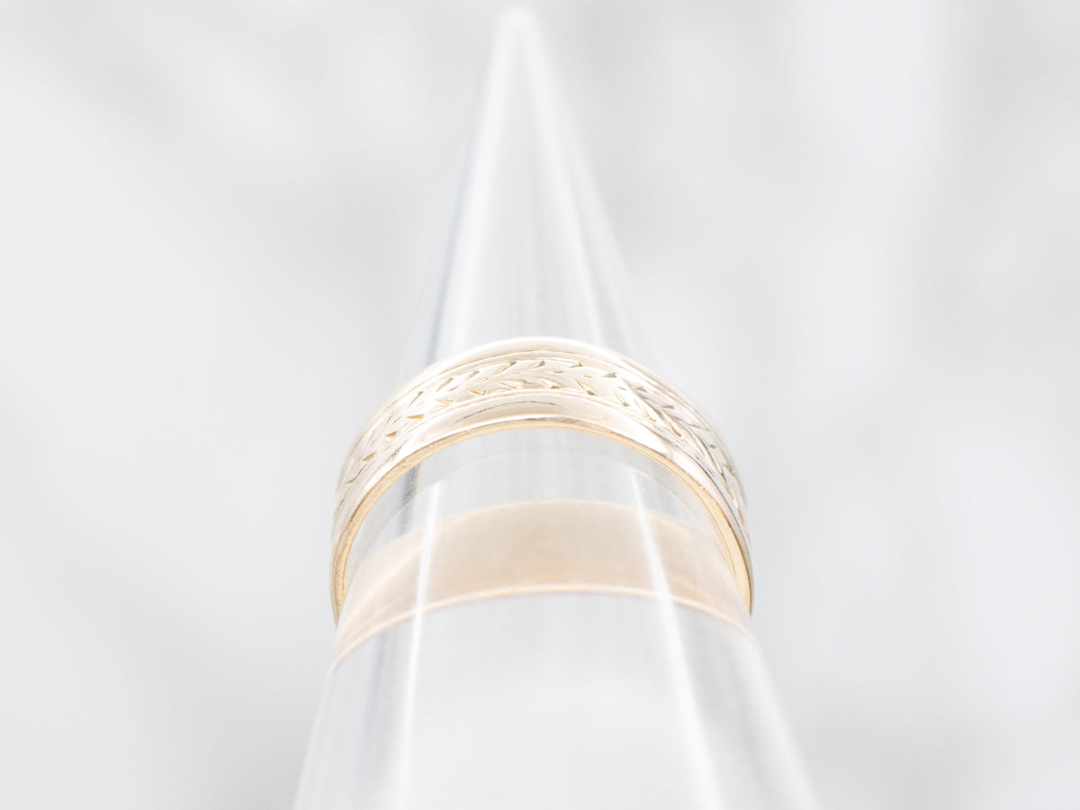 Vintage Gold Wide Wheat Patterned Band